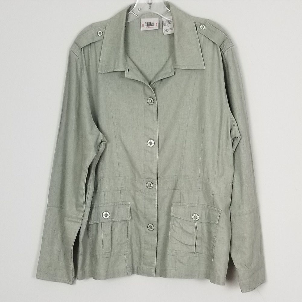 Bill Blass Jeans Vintage Olive Green Linen Jacket